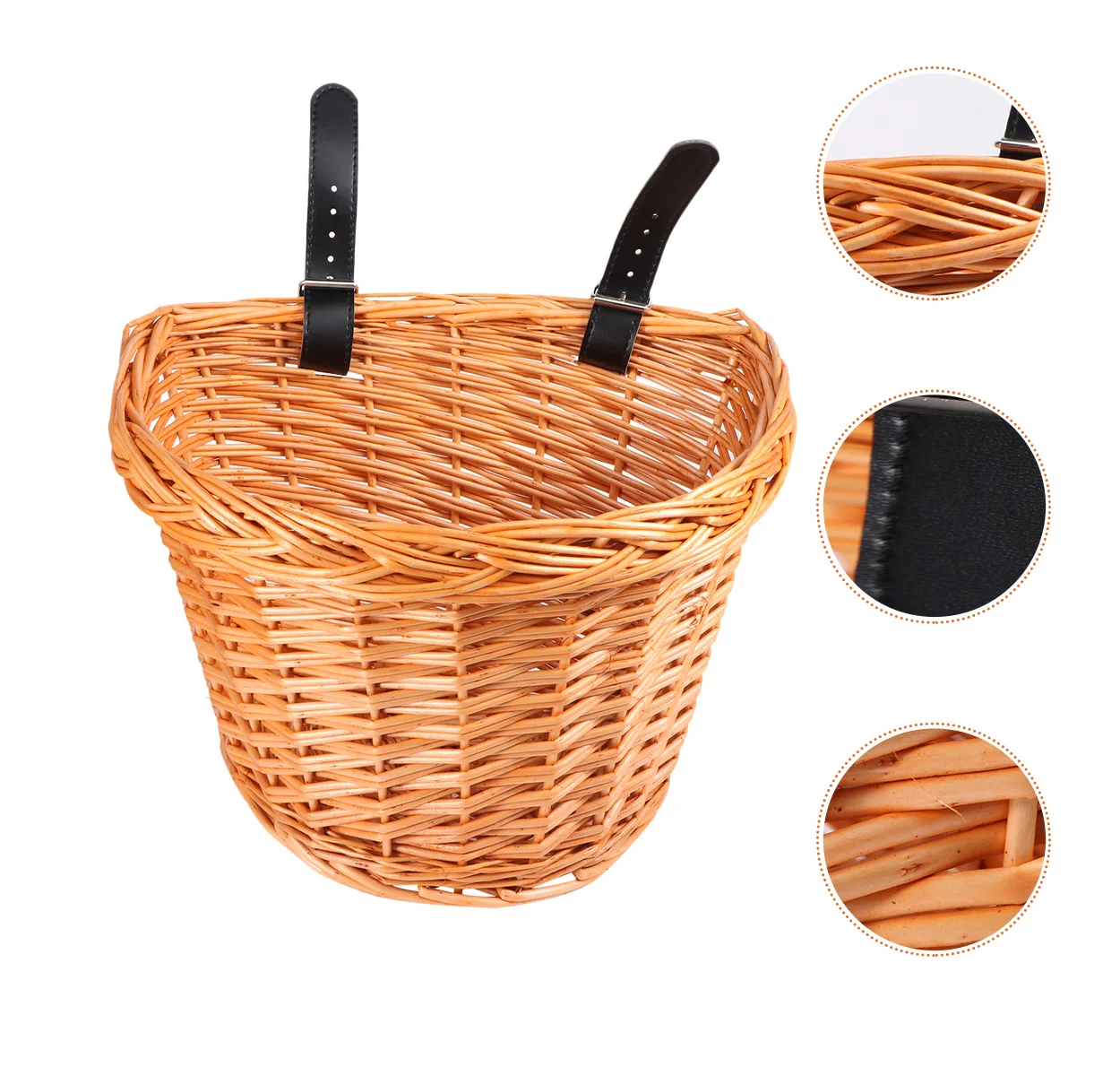 

Detachable H made Front H Wicker Bike Basket Sturdy Durable Water Resistant Large Space Smooth Surface Easy for Kids