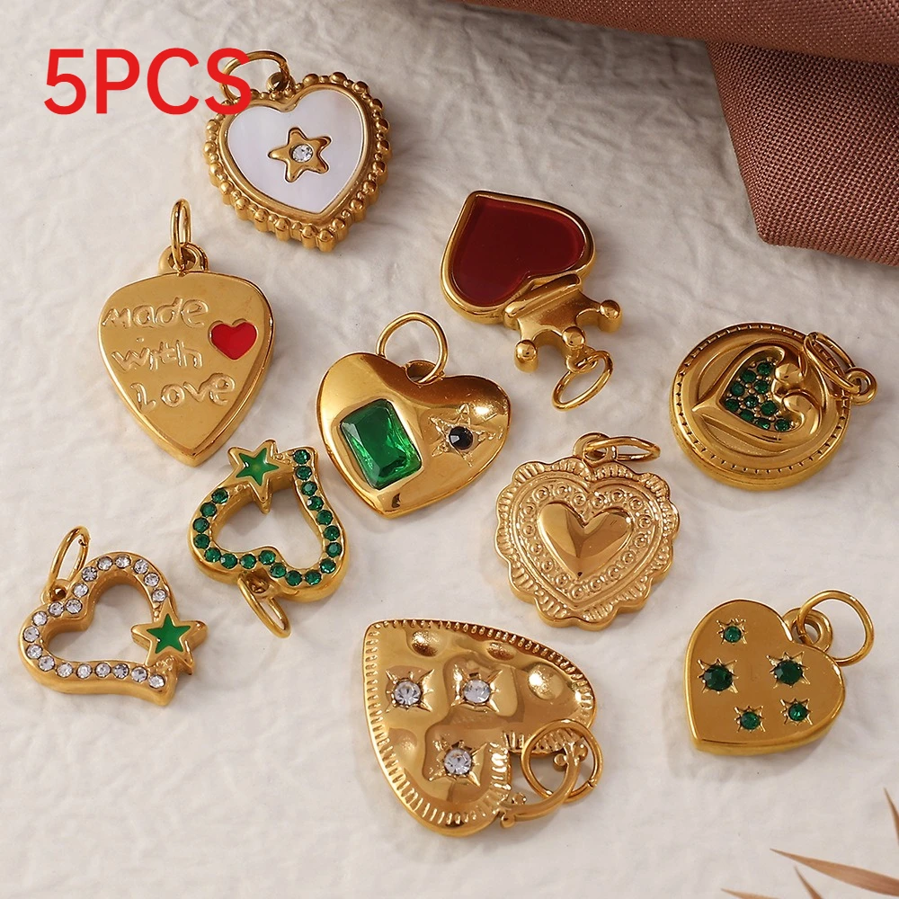 

5Pcs Vintage Luxury Enamel Stainless Steel Charms DIY Pendants For Earrings Necklaces Jewelry Making Accessories