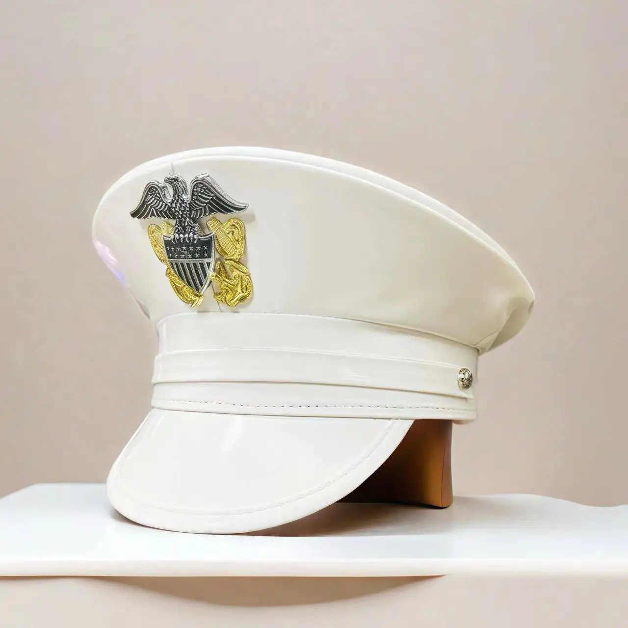 HongLuan レーザーレザーキャプテンハット ラインストーン＆ミリタリーキャップ 女性用、レイブフェスティバルアクセサリー＆パーティーキャップ 男性コスプレ用