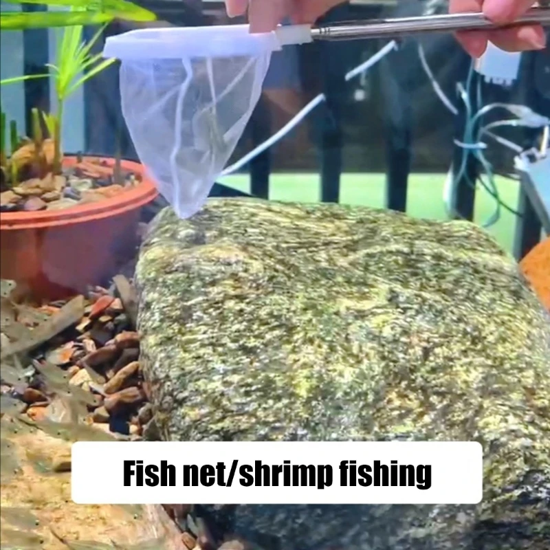 Fish Net for Fish Tanks Telescopic Rod with Removable Head for Catching Shrimp, Commercial Use Telescopic