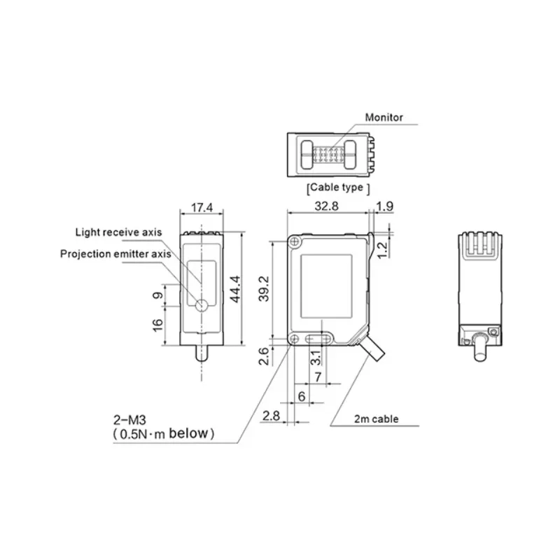 High Precision Laser Displacement Sensor MLD33 For Conveyor Belt Carton Classification And Size Measurement