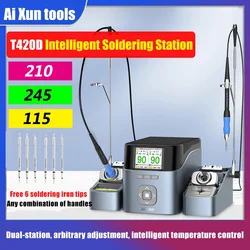 AIXUN T420D Dual-channel intelligent Soldering Station Mobile Phone Welding Repair Fast Heating Supports T245 T210 T115 Handles