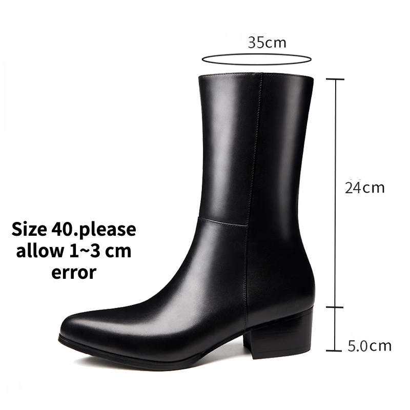 Winter Mens Warm Boots with High Heels 5 Cm Height Luxury Genuine Leather 2024 New Style British Trend Designer Man Dress Shoes