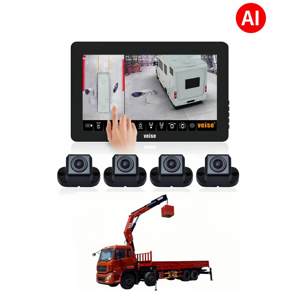 

4ch 1080p 360 Surround View Panoramic Image System With Driver Monitoring Dystem For Construction Site Truck Loader Crane