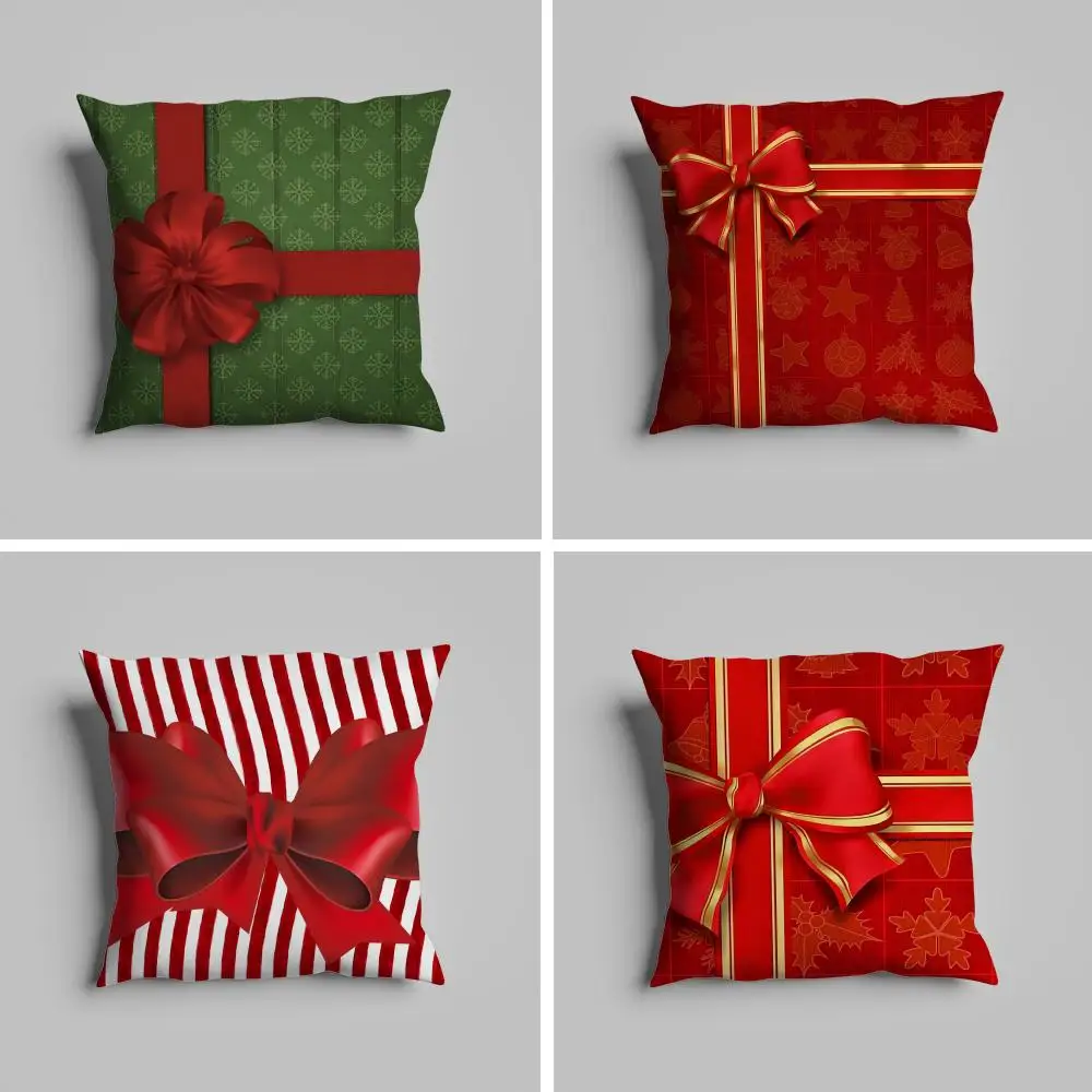 

Christmas Gift Box Bow Pillow Case luxurious home office, sofa decorative Multi sized car seat cushions, pillowcases
