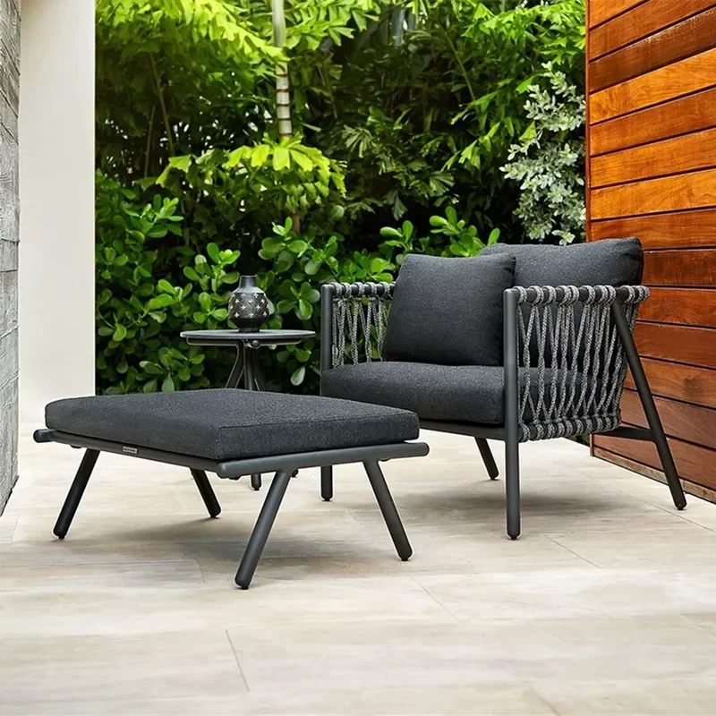 Outdoor Rattan Sofa Coffee Table Set 3 Piece Villa Terrace Garden Balcony Hotel Dining Furniture Combination