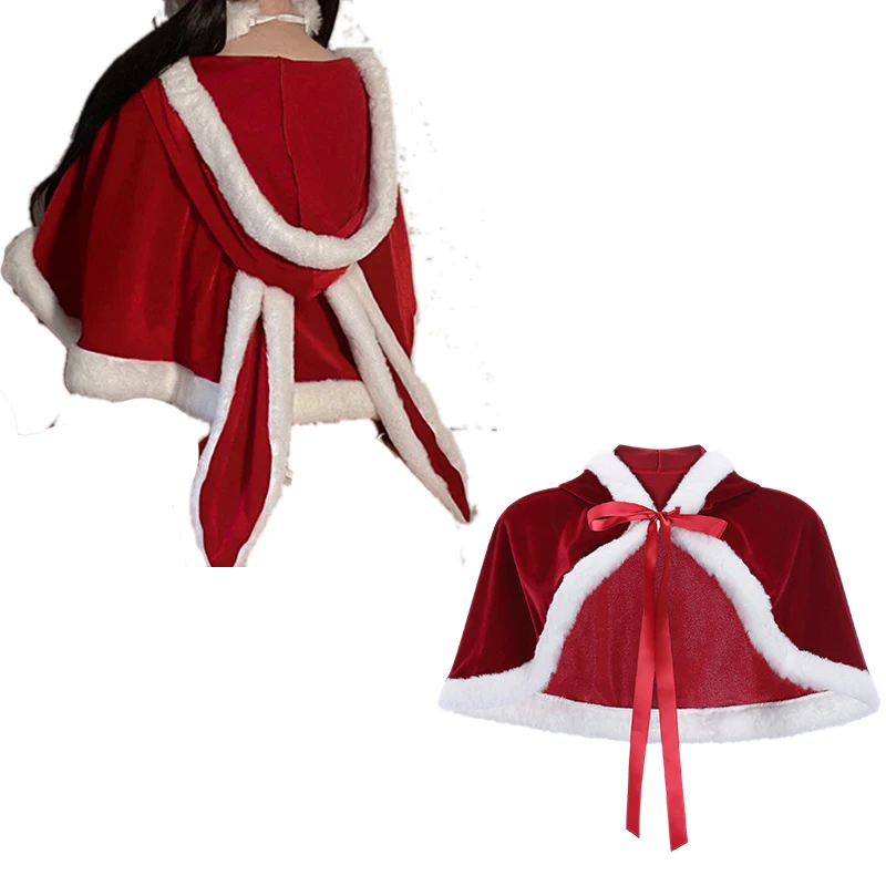 AniLV عيد الميلاد سانتا كلوز مقنعين شال عباءة موحدة زي المرأة الأرنب فتاة آذان أرنب كيب تأثيري فقط 1 * عباءة