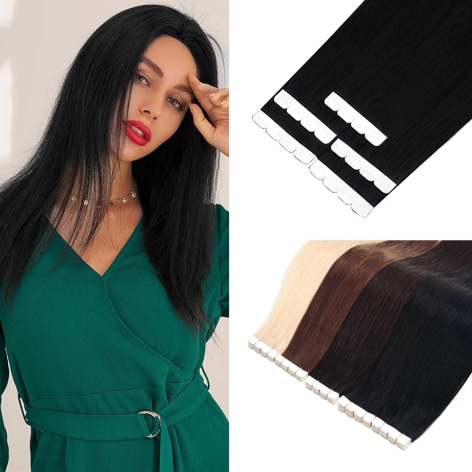 

Paruks Ombre Color Mini Tape In Human Hair Adhesive Extensions Straight Skin Weft 100% Natural Real Mega Hair 12" 16" 20" 24"