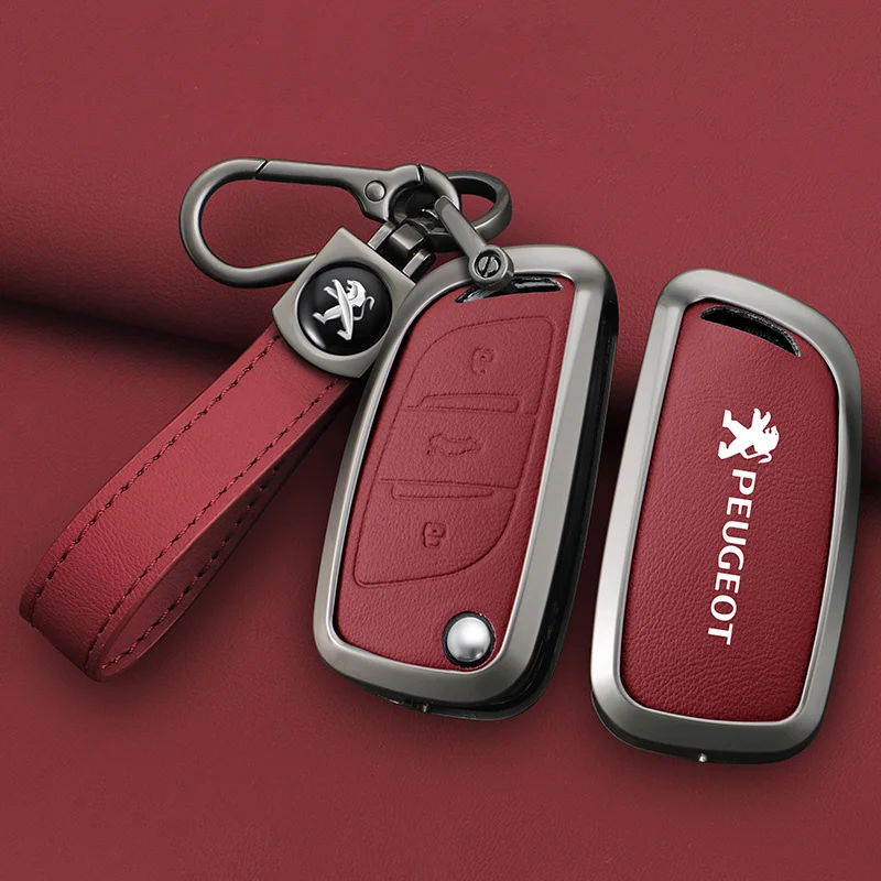 Zinc Alloy Car Key Case Cover Shell Holder Keychain Fob For Peugeot 107 207 306 307 407 308 607 Protection Key Bag Accessories