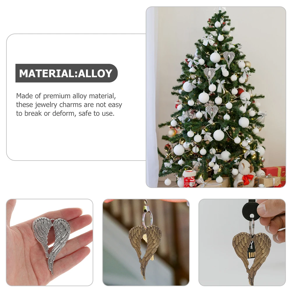 

8pcs Wing Shaped Alloy Pendant DIY Jewelry Accessories Retro Metal Angel Wings Necklace Earring Keychain Bracelet Making