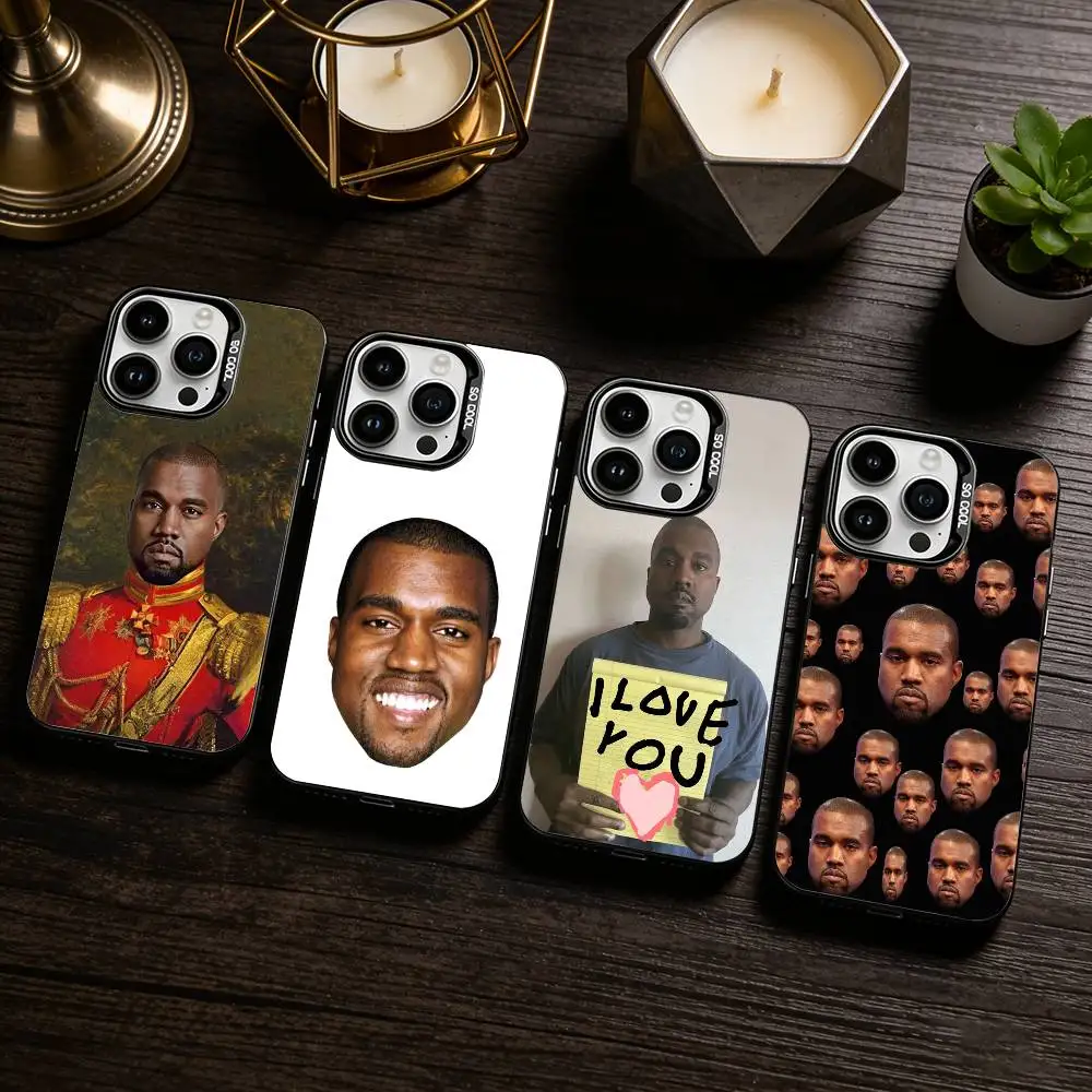 

Funny K-Kanye W-West Y-Ye Phone Case For iPhone 17,16,15,14,13,12,11 Plus,Pro Max,XS,Colored silver phone case