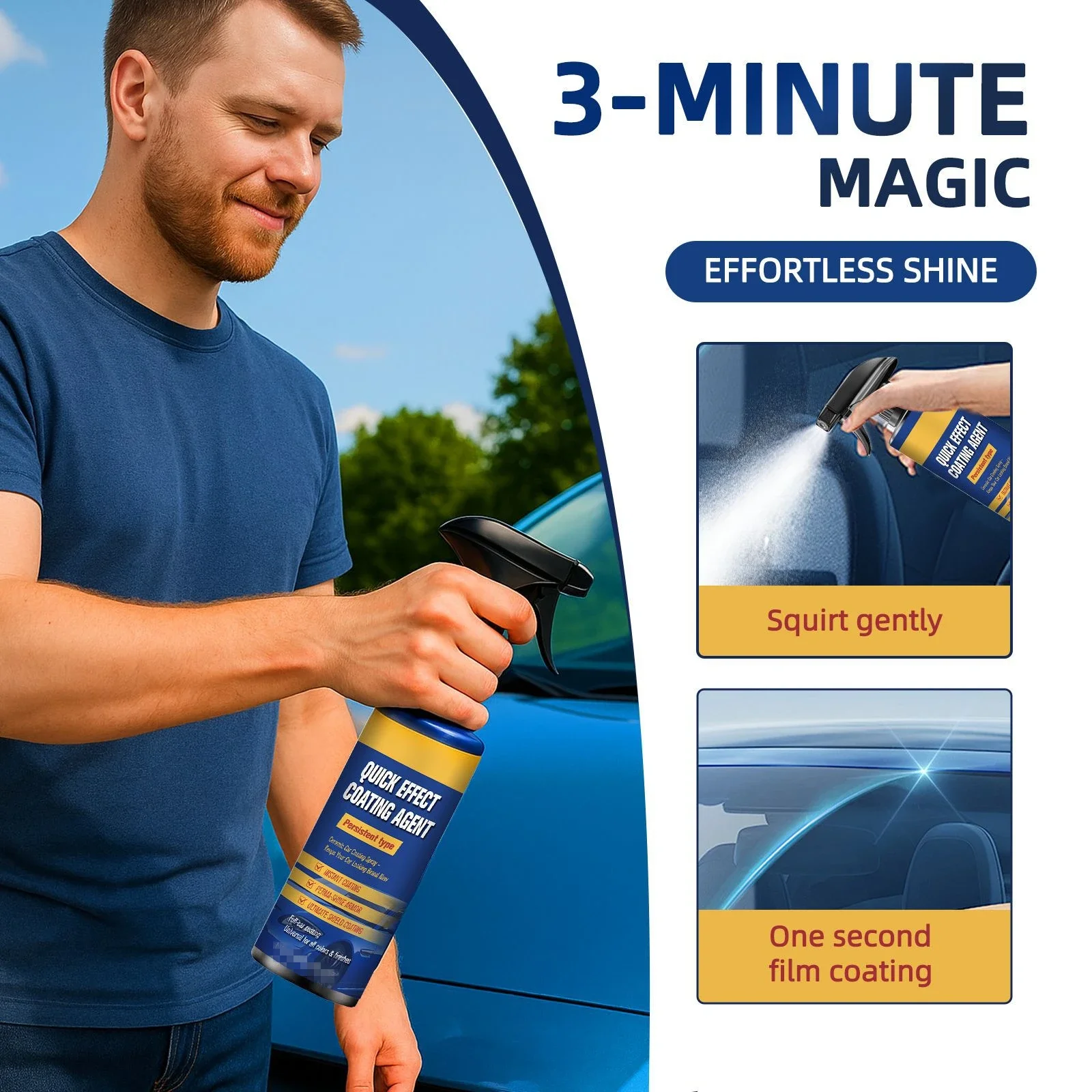 Car Coating Spray Quick Effect Coating Agent Coat Car Wax Car Scratch Wax Coating Spray Oil Film Emulsion Glass Cleaner