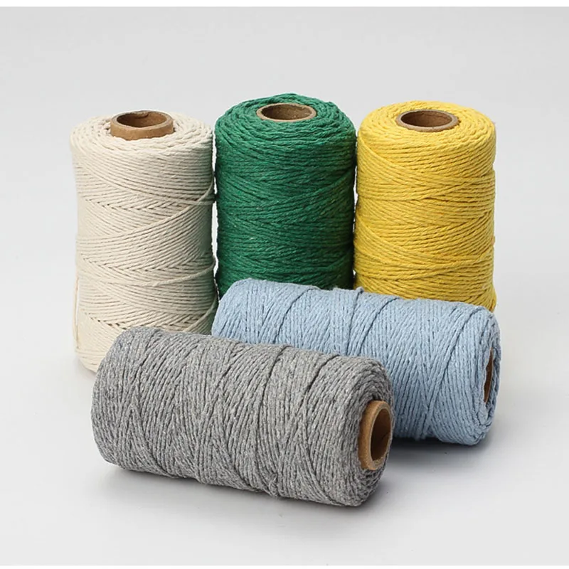 2mm 100M Natural Cotton Rope 8 Strand Braided Cotton String Twisted Thread For Craft Knitting Thread For Bracelet Woven Rope