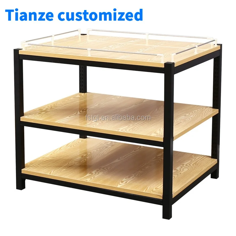 (customized)China factory price wooden promotion shelf display stand table with top quality