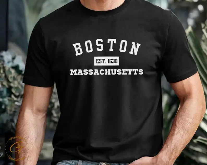 Camisa Boston, EST. 1630 Camiseta de Massachusetts, Top informal, Camisa de Massachusetts, Idea de regalo de camiseta informal de Boston, Camiseta Boston cómoda