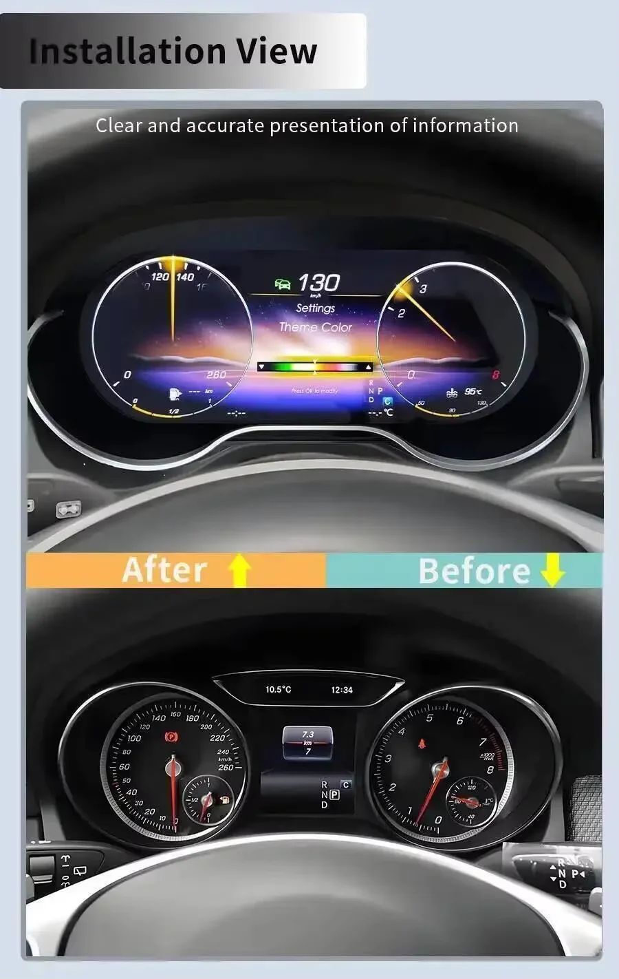 12.3 Inch Screen For Mercedes Benz A-Class A Class GLA CLA W176 X156 LCD Dashboard Speedometer Instrument Upgrade Smart Cluster