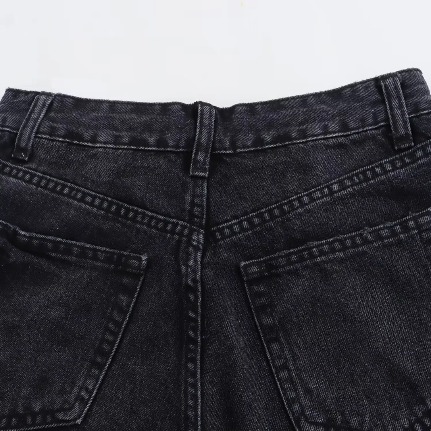 Calção jeans de cintura alta feminina flanging, calça retrô com zíper, moda casual, palhaço, versão solta, novo, 2024