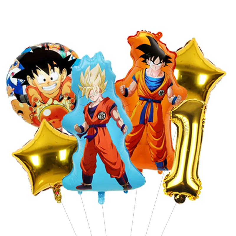 Dragon Ball Super Style Number Balloon Glitter Orange with Four Star Ball Print Foil Mylar for Boys Birthday Party view 2