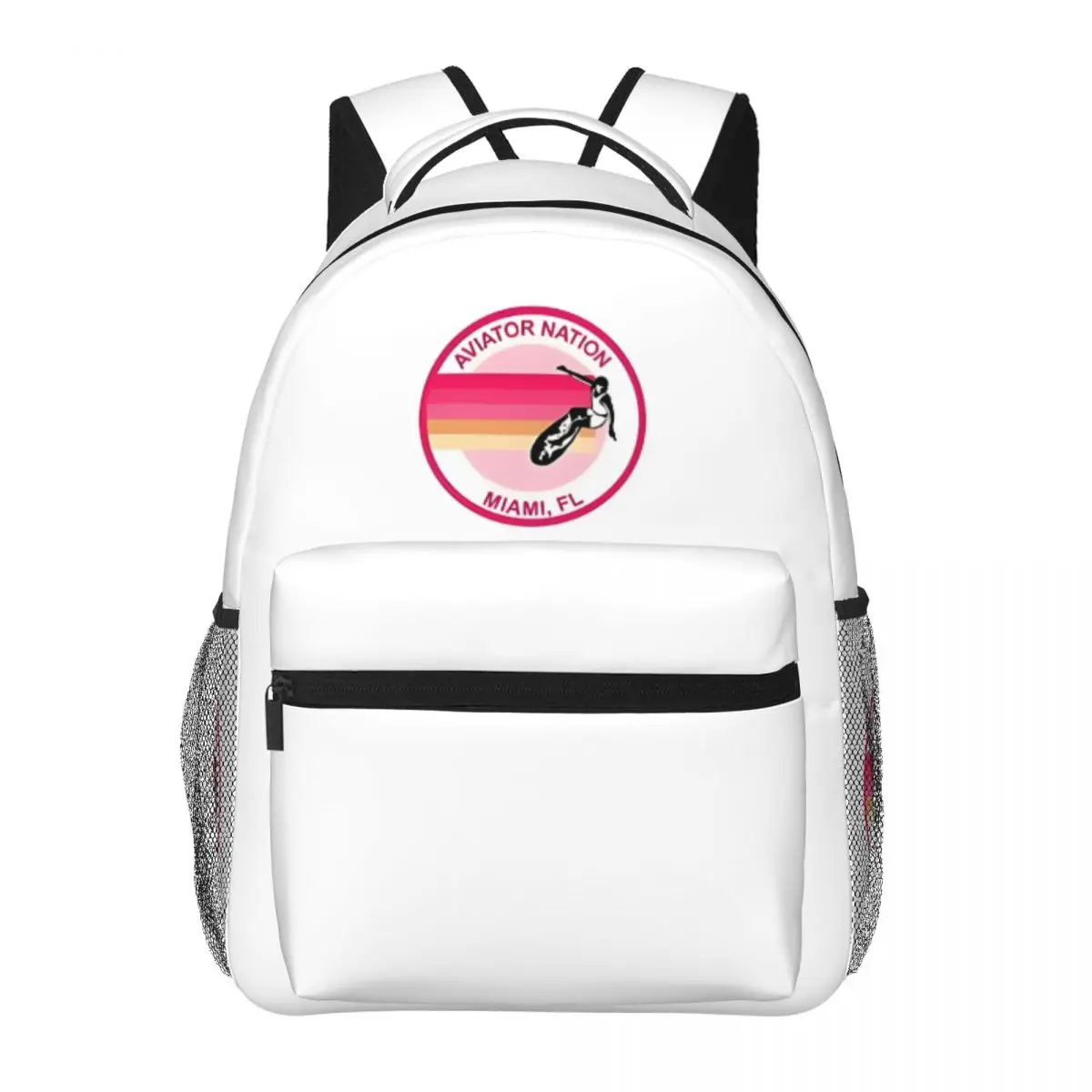 Aviator Nation Logo Pink Printed Lightweight Casual Schoolbag For School, Outdoor, Shopping, Office 16in