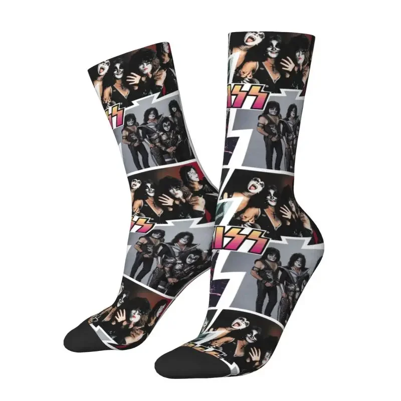 Calcetines de vestir con estampado 3D de heavy metal para hombre, calcetín unisex, Y2K, kiss collage