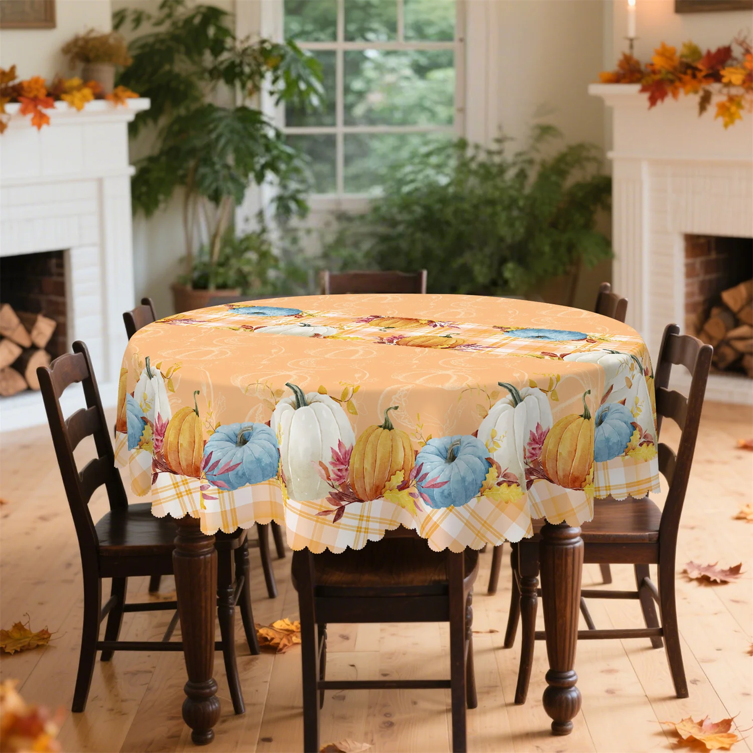 Pumpkin autumn leaves autumn tablecloth, 1 pack, suitable for indoor and outdoor furniture for Thanksgiving partyzyc