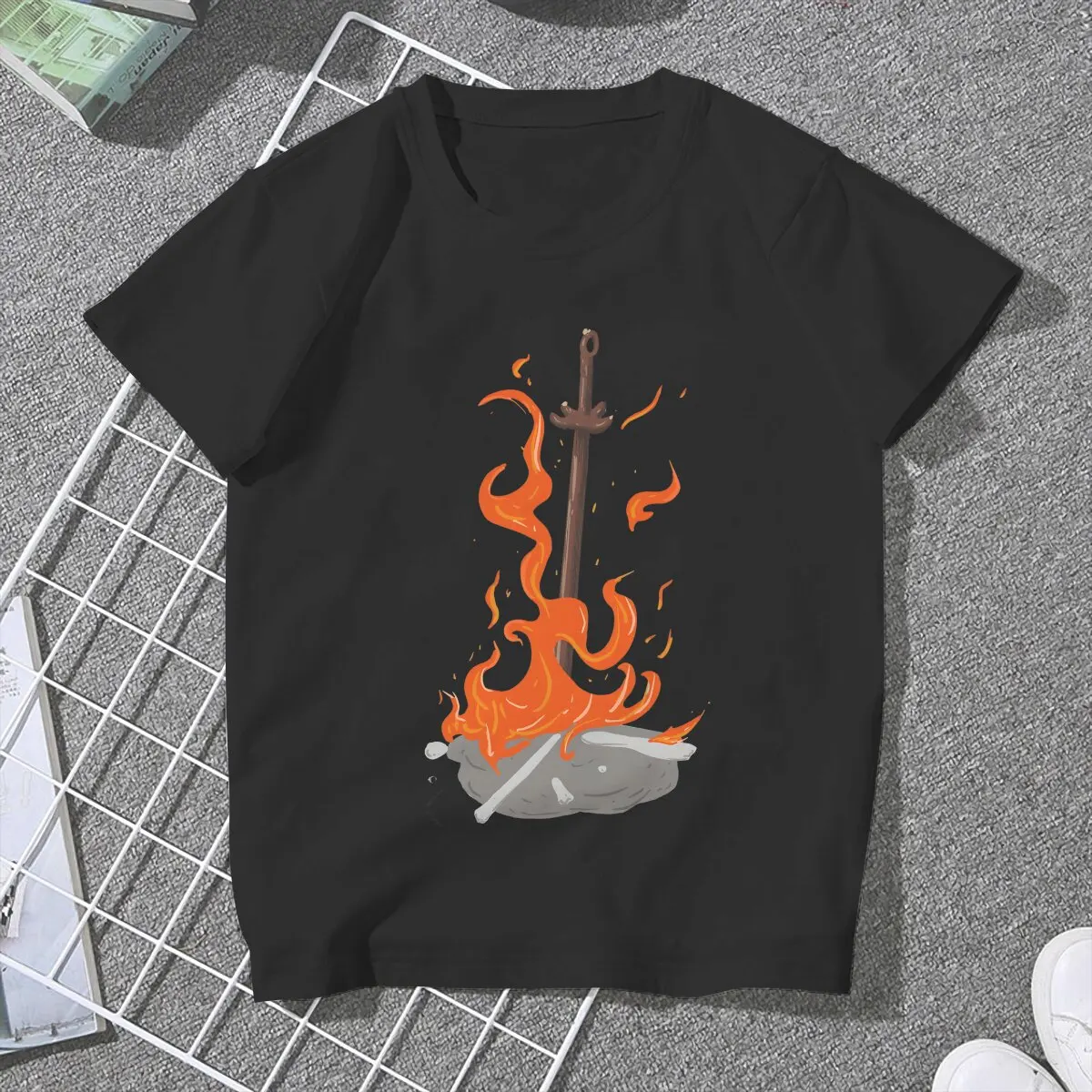 Game Dark Souls Bonfire Tshirt Homme Women's Tees Unisex Polyester Blusas T Shirt For Women