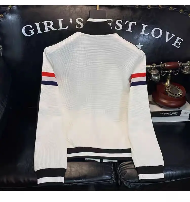 Splicing cardigan sweater men's suit jacket clothes black casual mature stable sports warm fashion spring and autumn