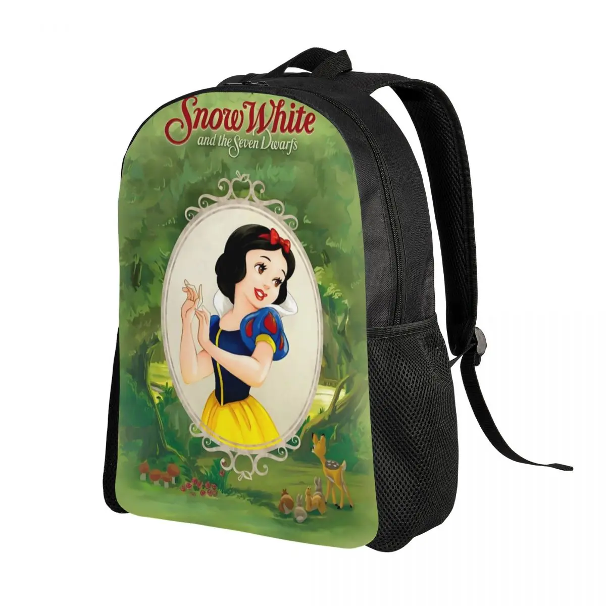 Customized Snow White And The Seven Dwarfs Backpack Men Women Casual Bookbag for School College Cartoon Movie Bags
