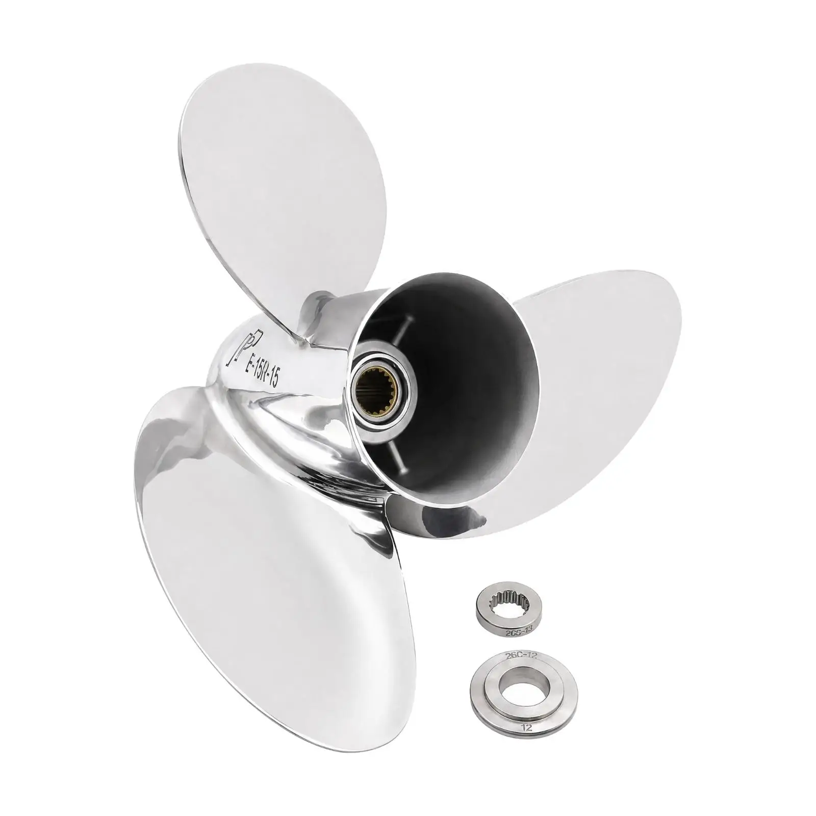 Marine Outboard Propeller Stainless Steel 3 Blade Low Vibration for Inflatable Boat Fishing Skiff