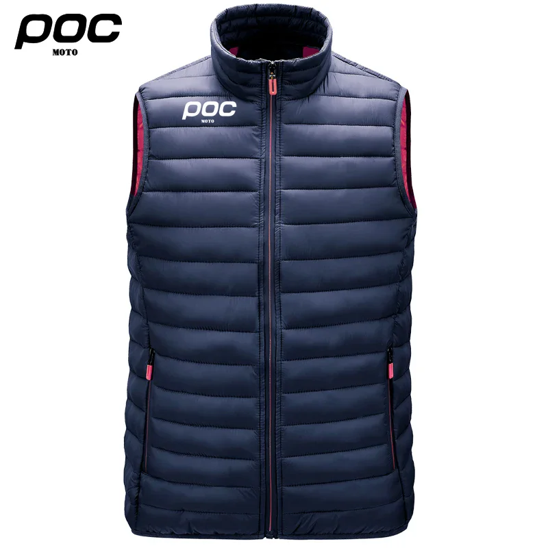 Moto Poc Men Solid Zipper Sleeveless Down Vests Hot Fashion Male Winter Casual Waistcoat Windproof Warm Cycling Jackets 5 Color