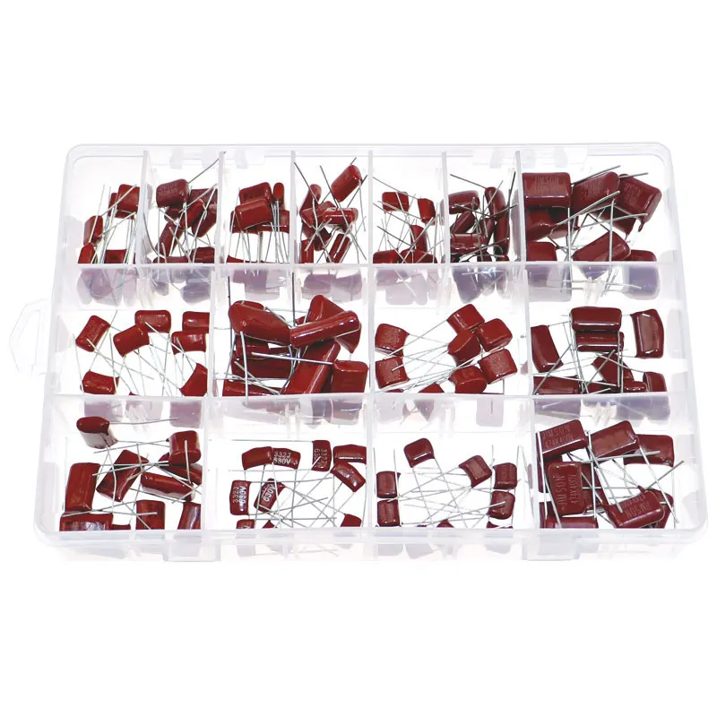 150pcs CBB Polypropylene Film capacitor 10nf-68nf 400v 630v CBB Capacitors Assortment Kit 10nF 22nF 47nF 100nF 220nF 470nF 560nF