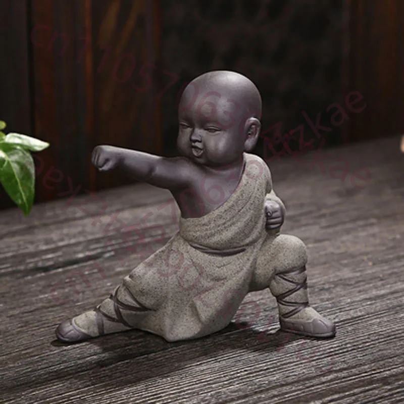 

Креативная декоративная фигурка для чайной церемонии, Бутик «Маленький монах Кунг-фу», Большая цветная глиняная керамика, Фиолетовый Кунг-фу