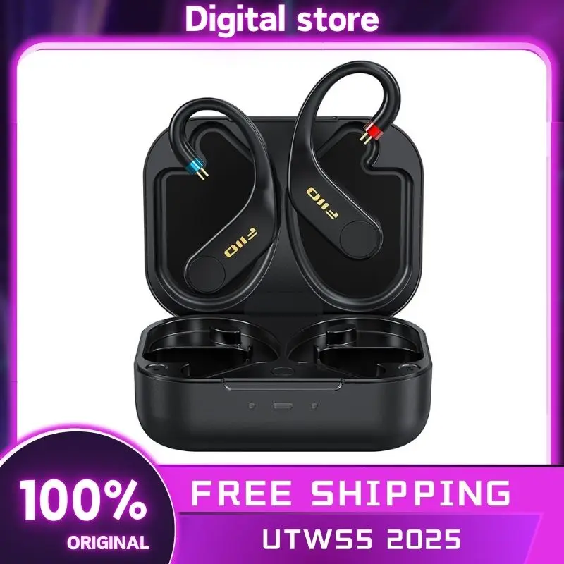 FiiO UTWS5 True Wireless Bluetooth Earphones Hook & Headphone Amp 2025 Custom For IEMs Hi-Res 96kHz/24bit LDAC -MMCX/0.78 2pins