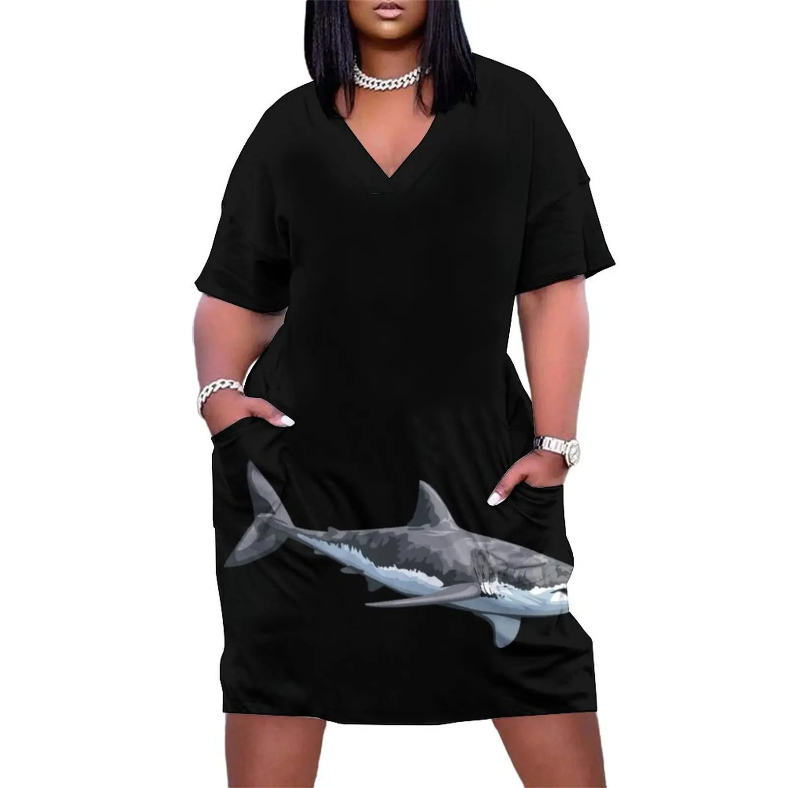 

Great White Shark Loose Pocket Dress dress party night women's luxury party dress