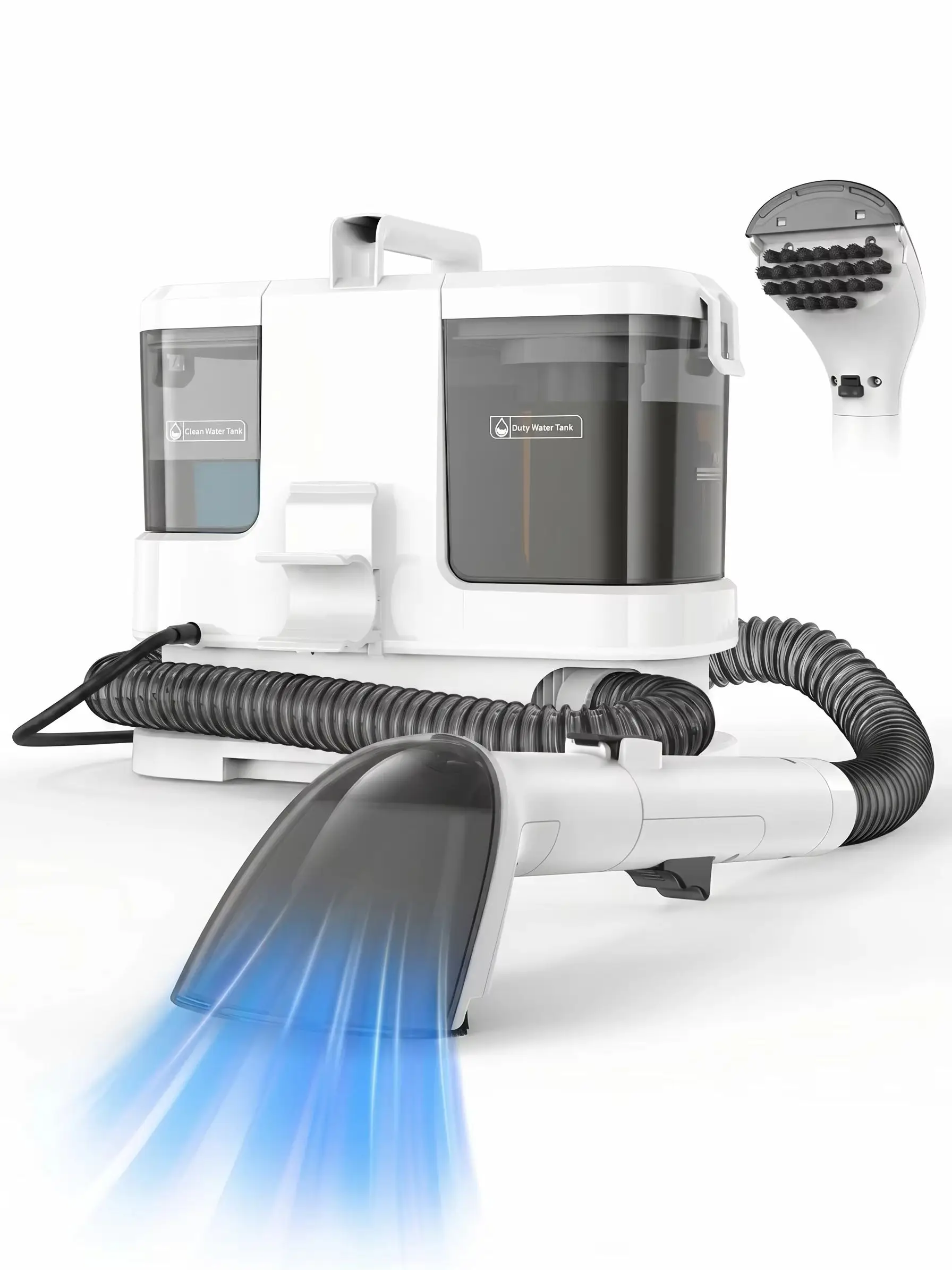 Lubluelu V2 Tragbarer Teppich- und Polsterreiniger 3-in-1 Sprühbürste Staubsauger 12KPa Starke Saugkraft Kompakte Aufbewahrung für Zuhause/Sofa/Teppich/Autositze