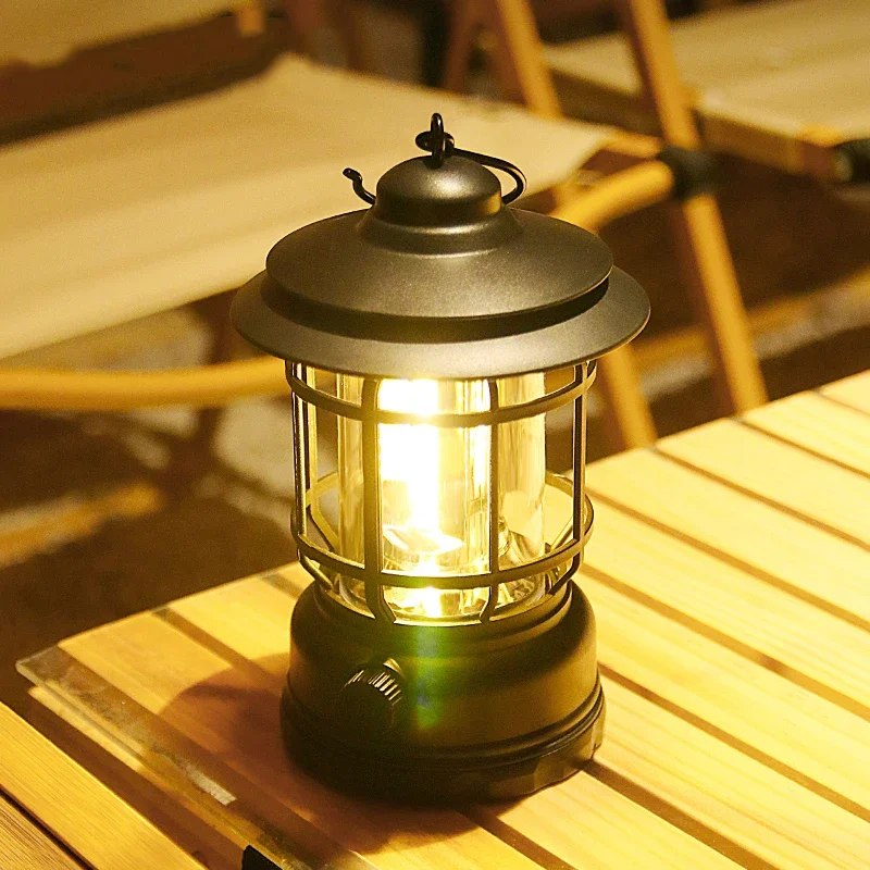 Rechargeable Camping Lantern Stepless Dimming COB Portable Waterproof for Hiking Fishing Emergency Home Power Outages Indoor Out
