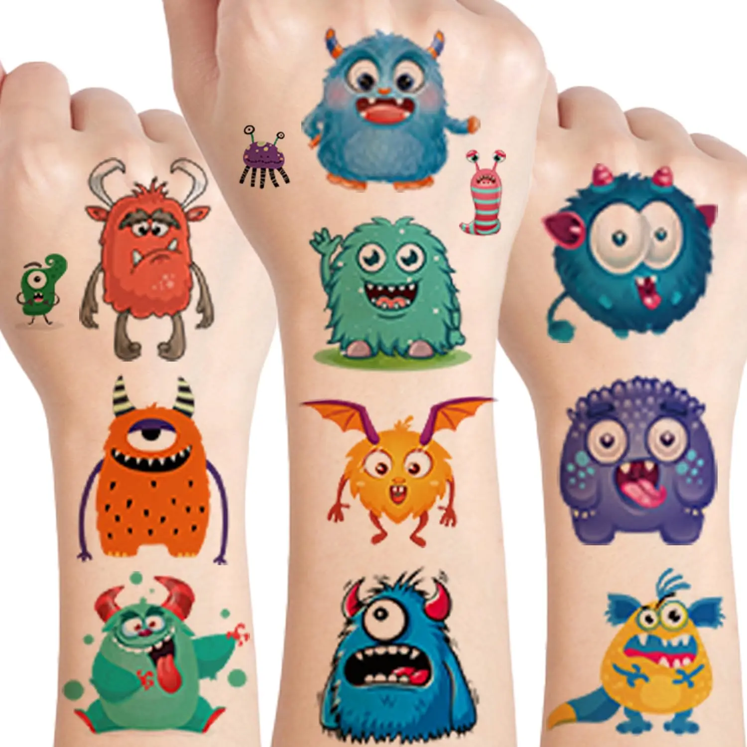 Monster Temporary Tattoos for Kids - More Than 120 Tattoos - Cute Cartoon Tattoos Sticker for Boy Girl Birthday Party Decoration