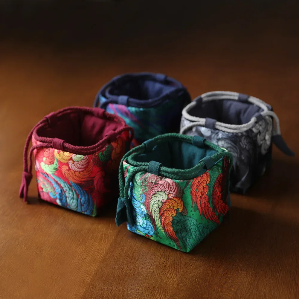 Thickened Silk Dunhuang Storage Travel Bag Cloth Bag Teapot Fair Cup Teacup Small Cloth Bag Packaging Bags Clearance Sale