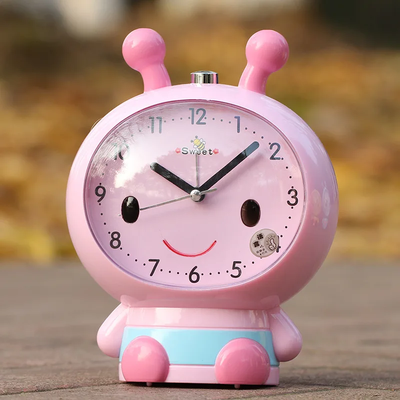 Creative Cute Children Student Cartoon Alarm Clock Bee Alarm Clock Talking Luminous Mute Second Sweeping Pairs of Noisy