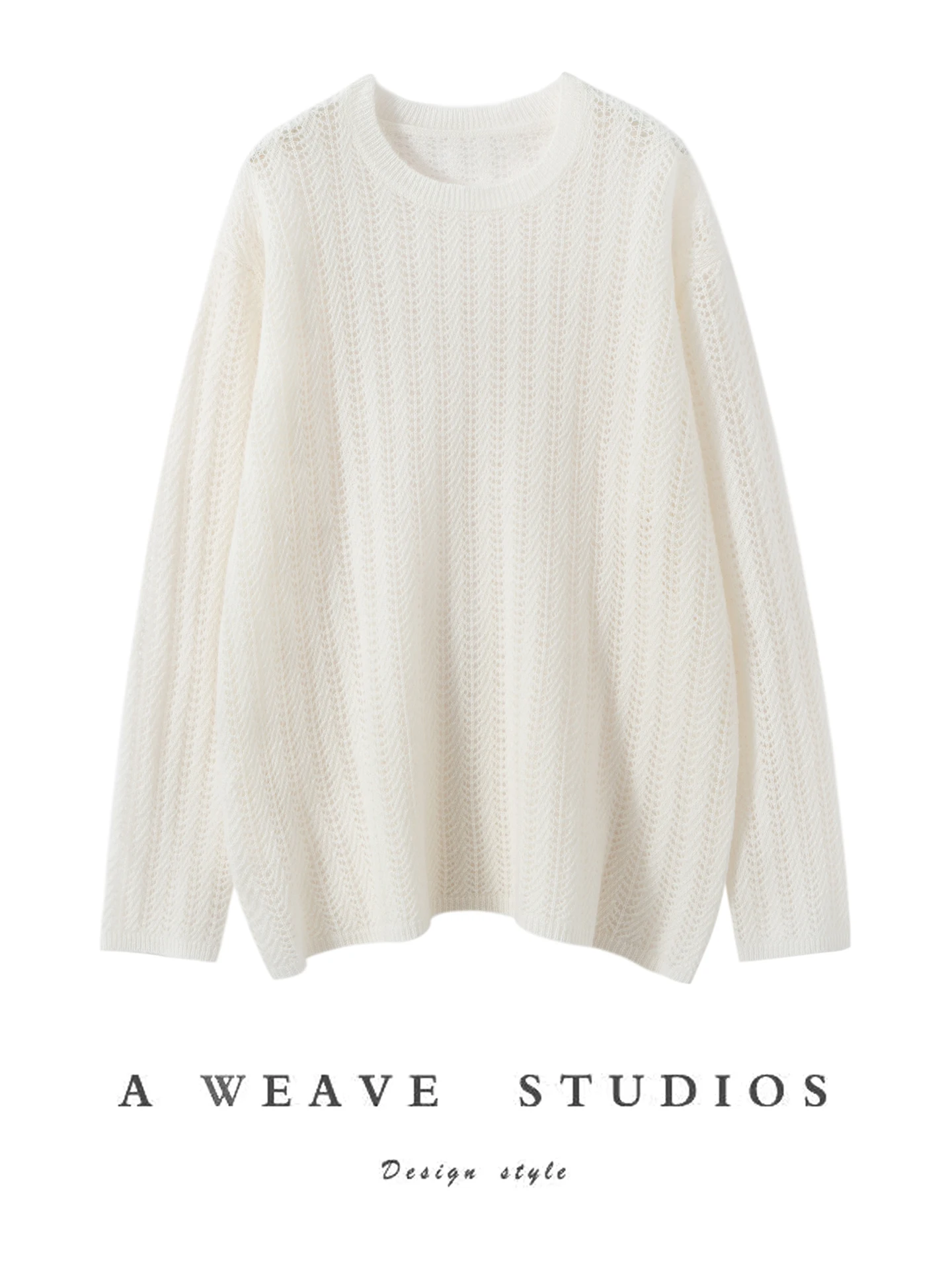 100% Cashmere Sweater Women Hollow Out O-neck Pullover Spring Autumn Long Sleeve Pure Cashmere Knitwear Grace Comfy Tops