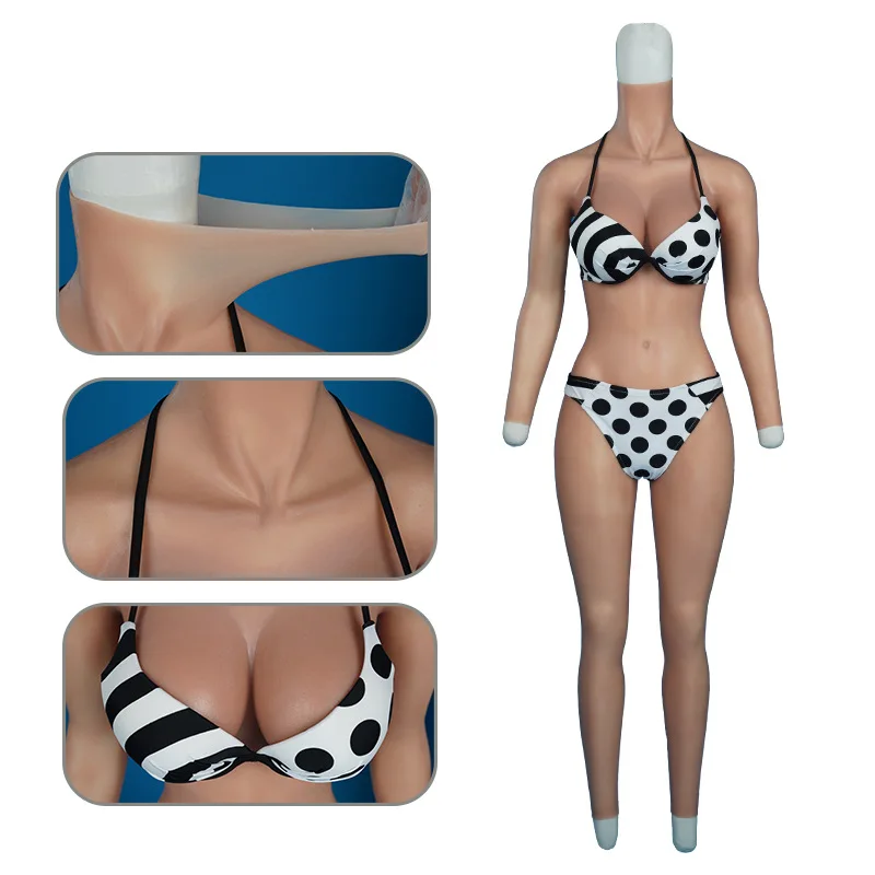 Customizable nine-point onesie with arms, dummy girl cross-dressing fake chest
