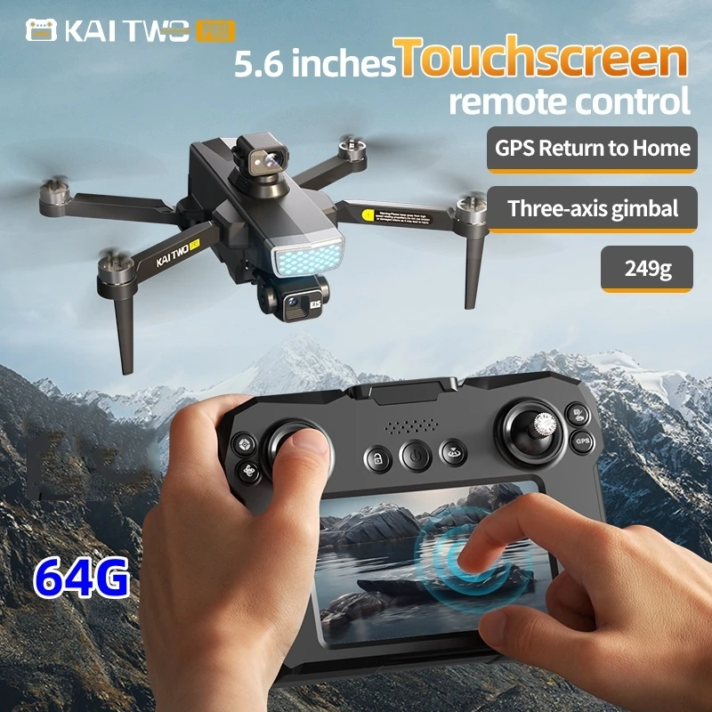 Professional 3-axis PTZ KAITWO PRO Drone 8K 5G with Screen Control 360° Laser Obstacle Avoidance Brushless Quadcopter GPS RC UAV
