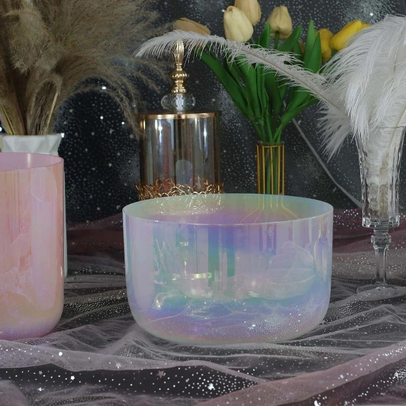 6-17 inch transparent music bowl sound, yoga crystal singing bowl, body meditation, percussion bowl sound therapy percussion