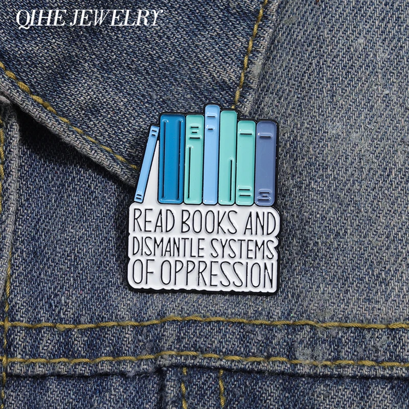 Brosche mit Cartoon-Büchern, Emaille-Anstecknadel, Lesebücher und Demontiersysteme der Unterdrückung, Broschen, Rucksack-Zubehör, Anstecknadel, Schmuck