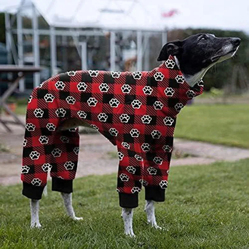 Pigiama per cani autunno inverno zampa di cane di taglia media stampata pigiama levriero tuta moda collo alto abbigliamento per animali domestici