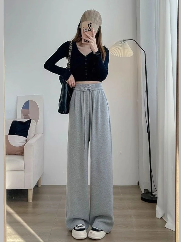 

Women's Purple Trousers Casual High Waist Wide Leg Retro Style Soft Lounge Pants for Spring