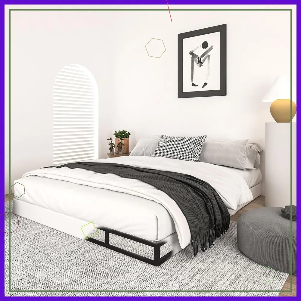 5 بوصة Queen Box Spring، كريم أساس مرتبة معدنية شديدة التحمل، سعة 3000 رطل، قاعدة منخفضة المستوى