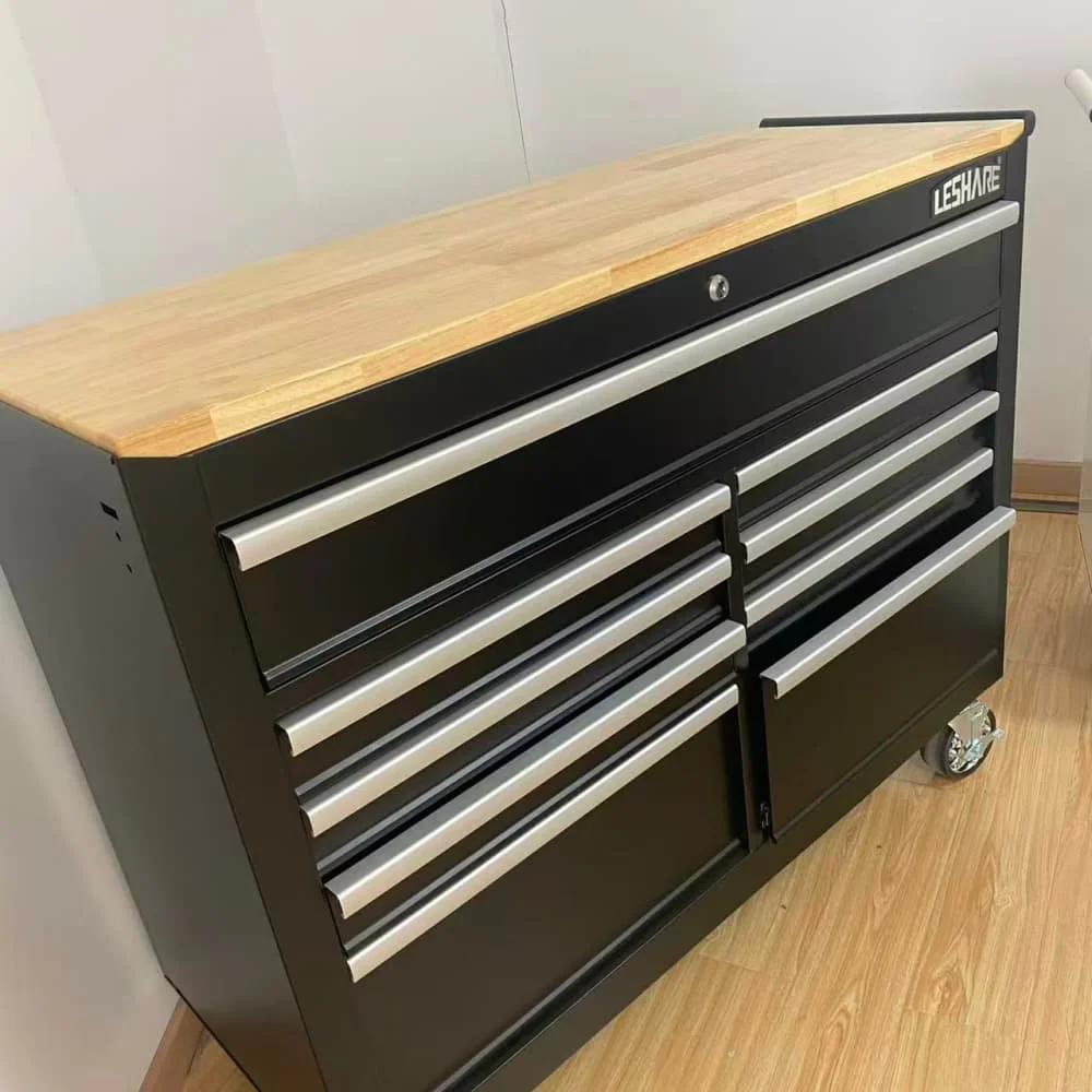 

-Inch 9-Drawer Stainless Steel Rolling Workbench Large Tool & Kitchen Storage Cabinet For Garage Workshop Use