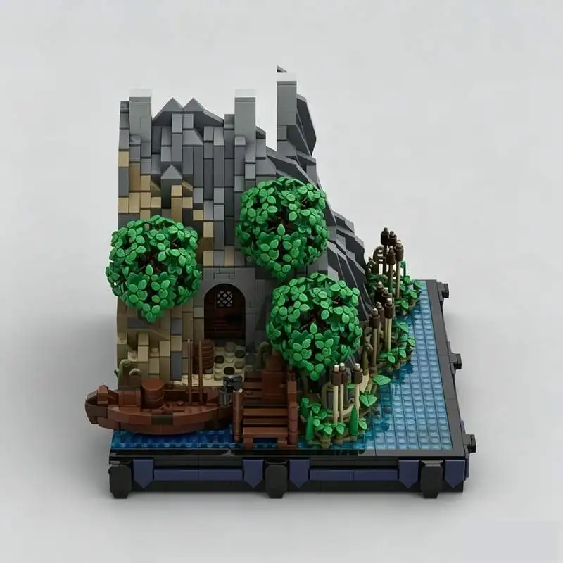 1984PCS Shore Side Entrance Medieval Castle Model Custom Puzzle DIY Assembly Building Blocks Creative Display Collection Gifts