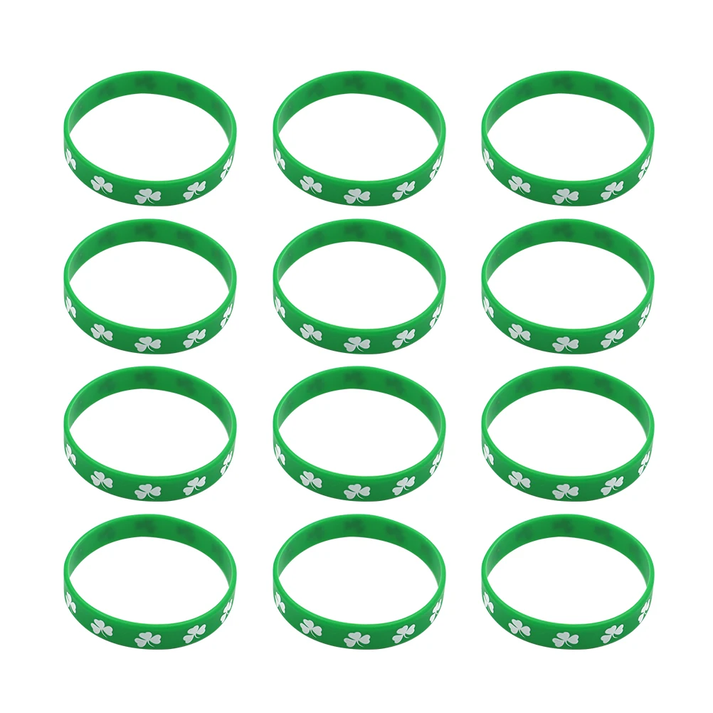 12-teiliges grünes Armband zum St. Patricks Day, Zubehör, Party-Versorgung, Stant-Armbänder, Irish Saint, Gastgeschenke für Liebhaber